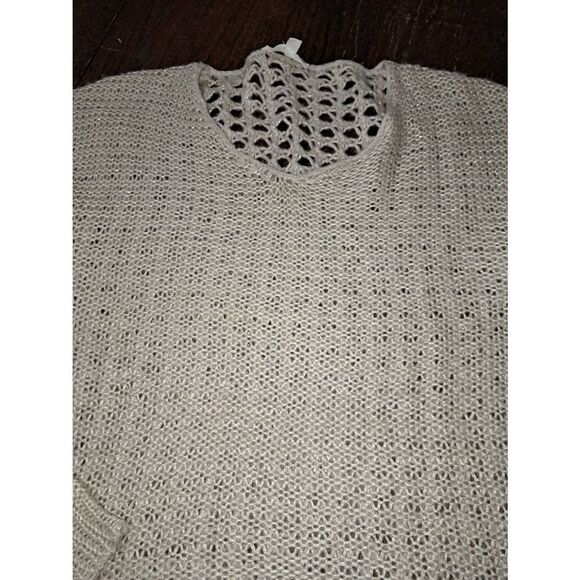 Small Hem & Thread Tan Gold Metallic Long Sleeve Loose Knit Fit Pullover Sweater - Picture 3 of 6